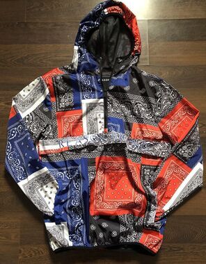 Reason Brand Anorak Hooded Windbreaker Bandanna Multicolor Pullover MENS M